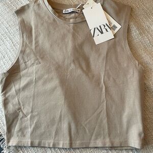 New Zara Women's Beige Tank Crop Top